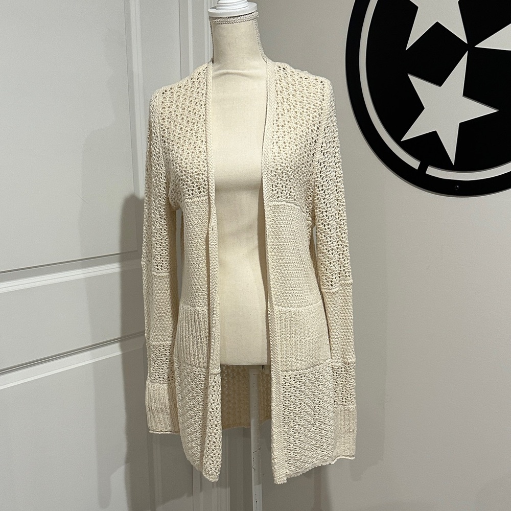 Women's Cream Open-Front Sweater